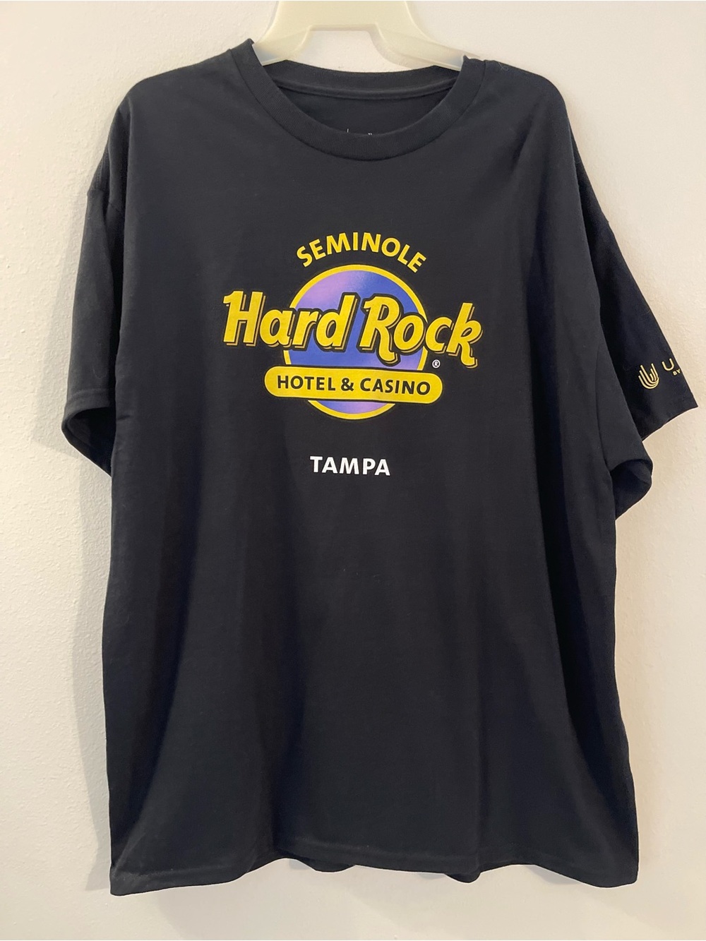 Hard Rock Cafe Black Tee with Yellow & Purple Logo